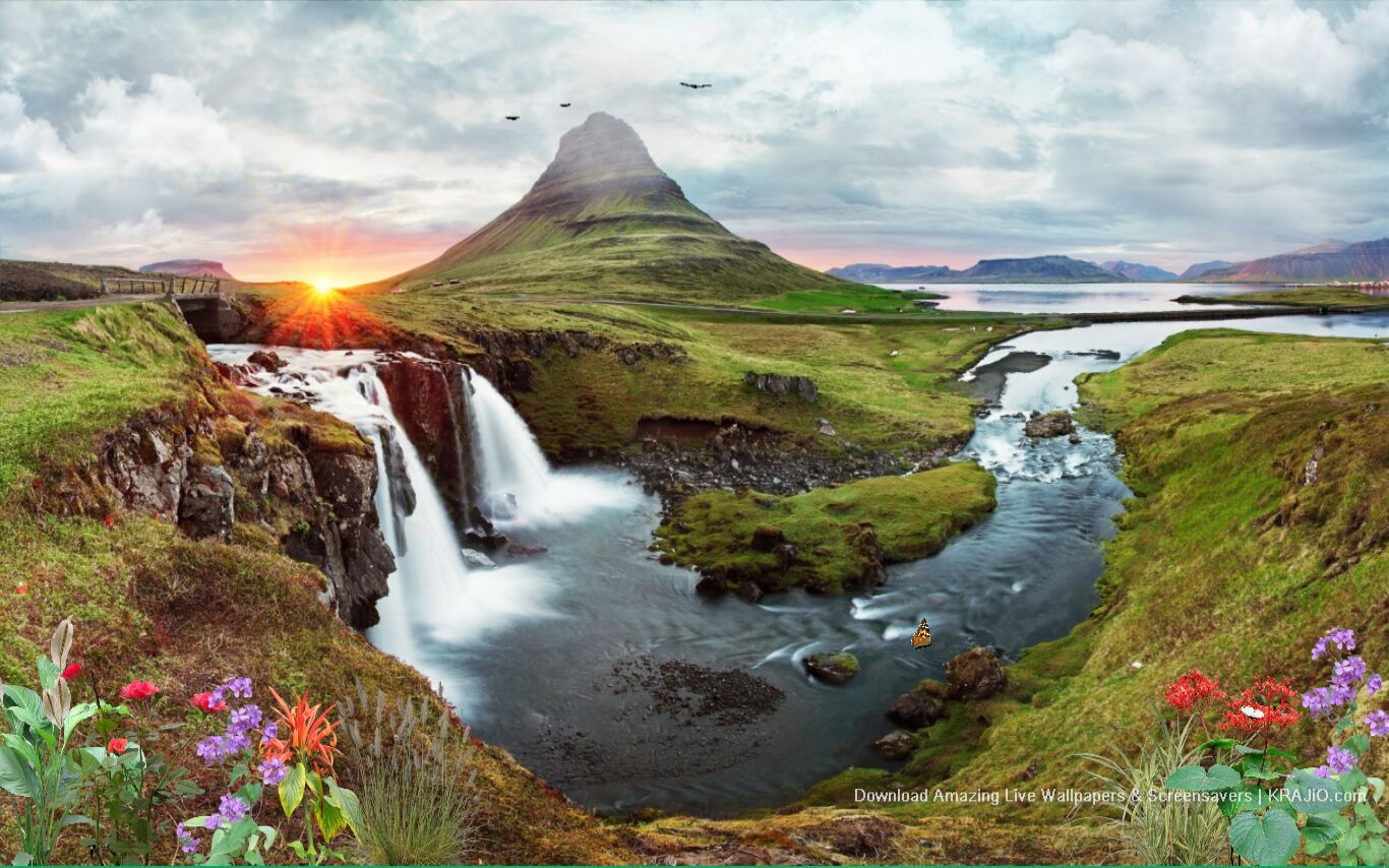 Majestic Mountain Waterfall Live Wallpaper Screensaver For PC 4K HD ...